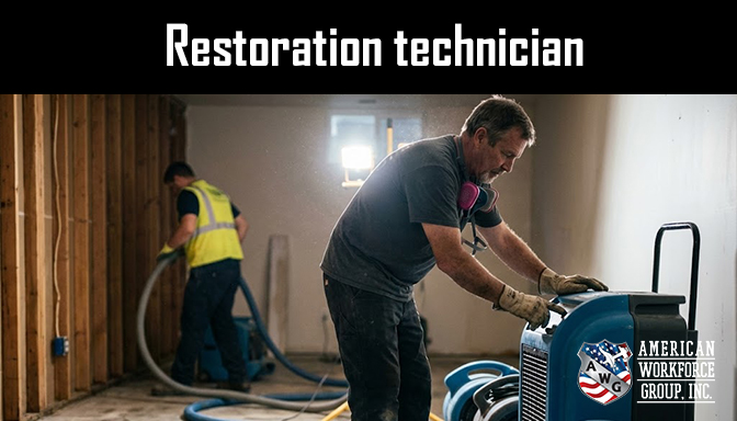 Restoration Technician job in Kent WA, restoration worker performing cleanup and property damage repair services